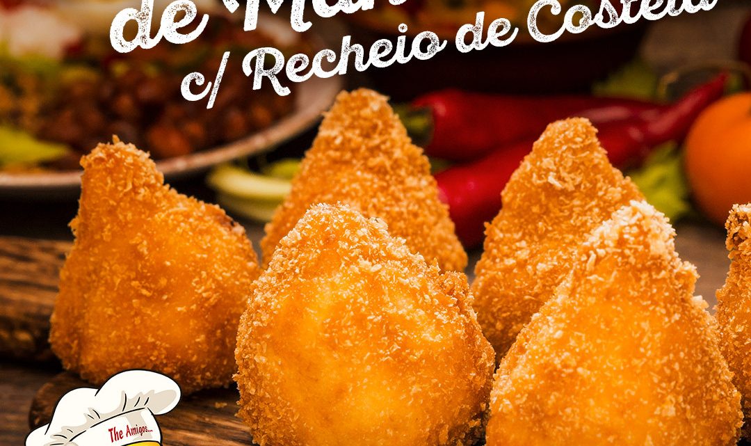 RECEITA DE COXINHA DE MANDIOCA COM RECHEIO DE COSTELA